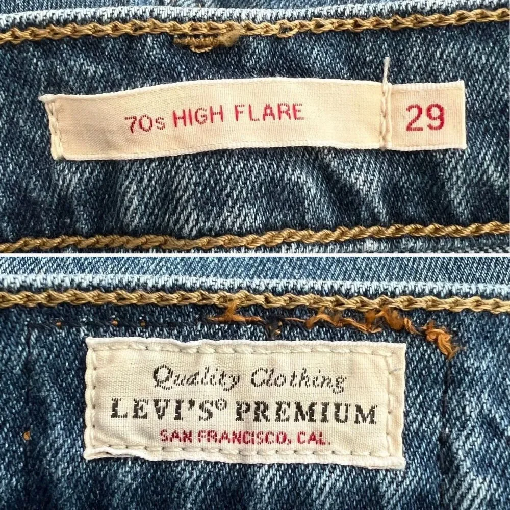 Levi's Premium 70s High Flare Distressed Jeans Blue 29